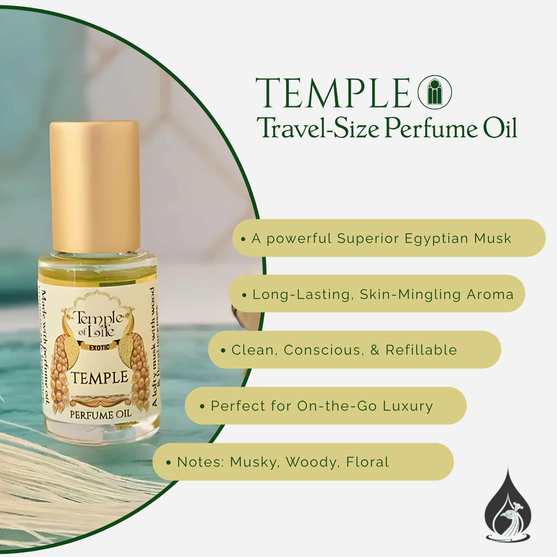Temple | Exotic Perfume Oil Travel-Size | Superior Musk Perfume