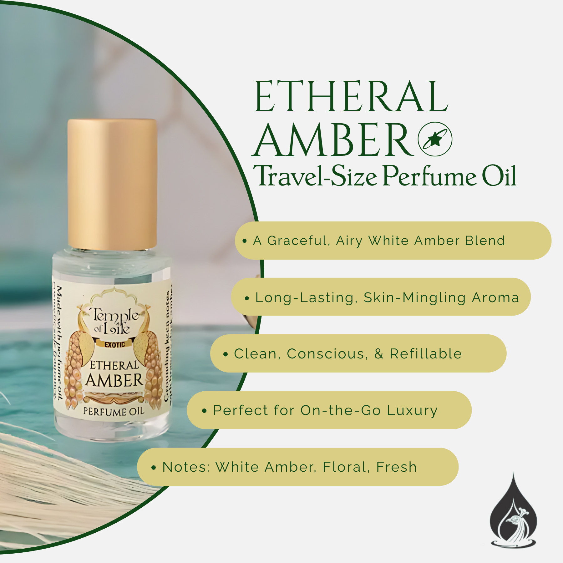 Etheral Amber | Exotic Perfume Oil Travel-Size | Pure White Amber