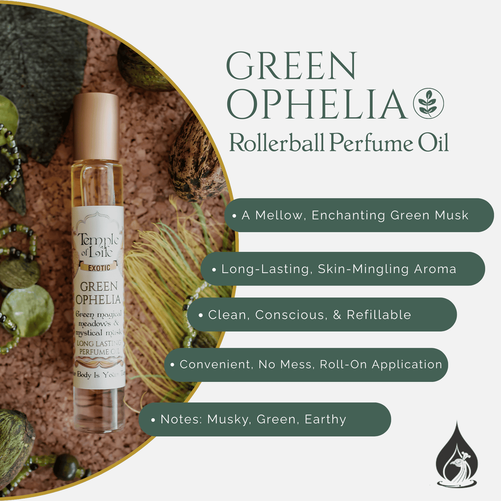 Green Ophelia | Exotic Perfume Oil Roll On | Green Musk Aroma