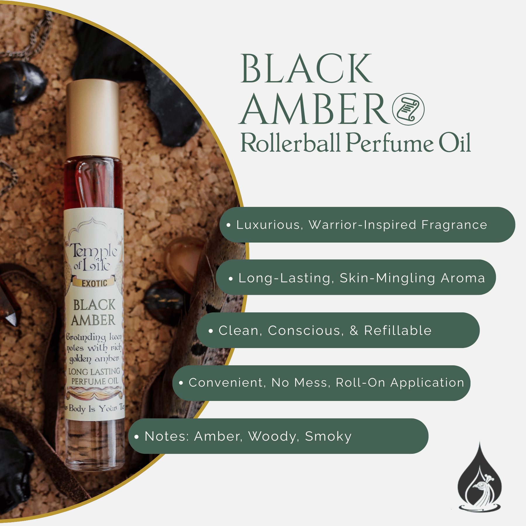 Black Amber | Exotic Perfume Oil Roll On | Men's Fragrance