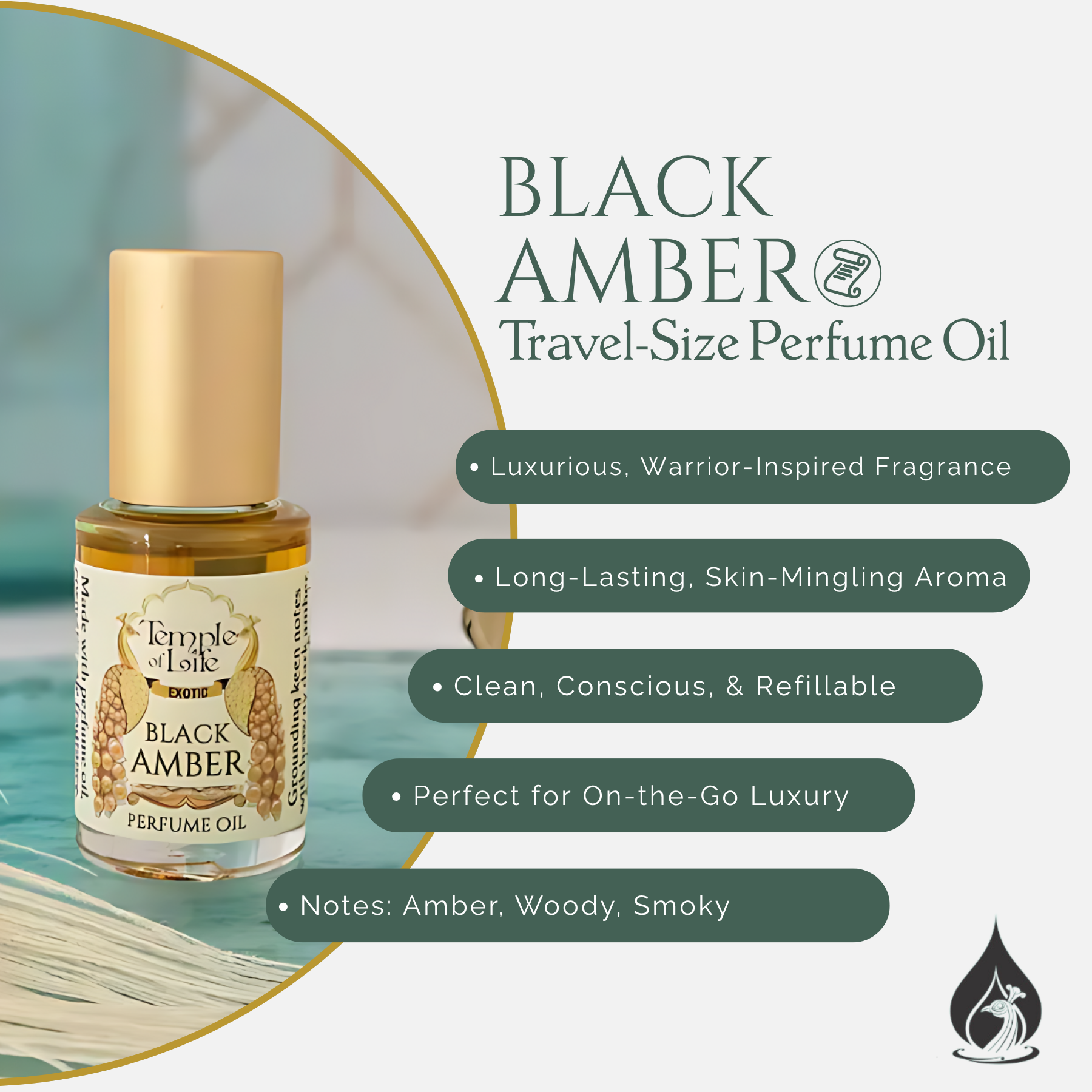 Black Amber | Exotic Perfume Oil Travel-Size| Men's Fragrance