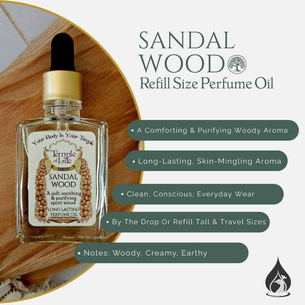 Sandalwood | Exotic Perfume Oil Refill | Clean Woody Scent