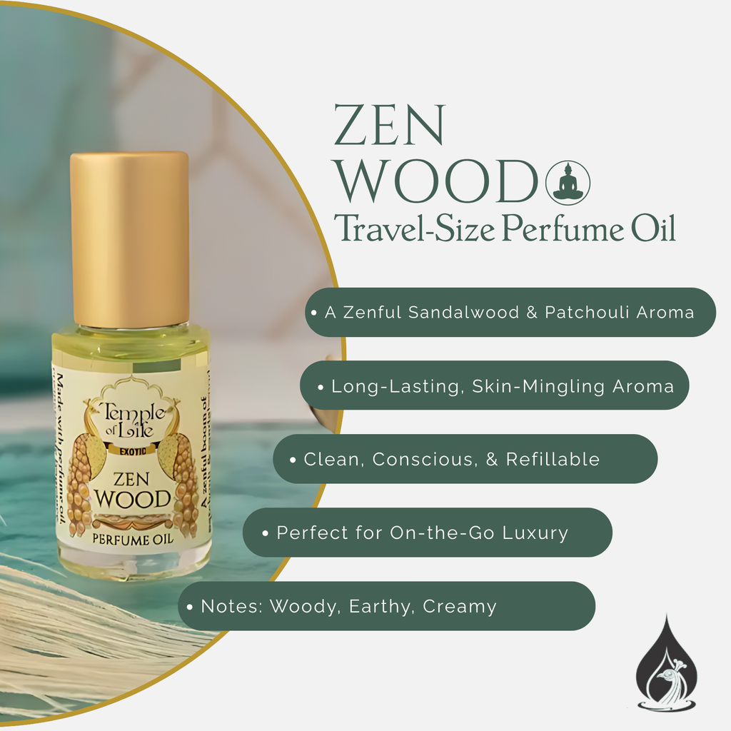 Zen Wood | Exotic Perfume Oil Travel-Size | Sandalwood Patchouli