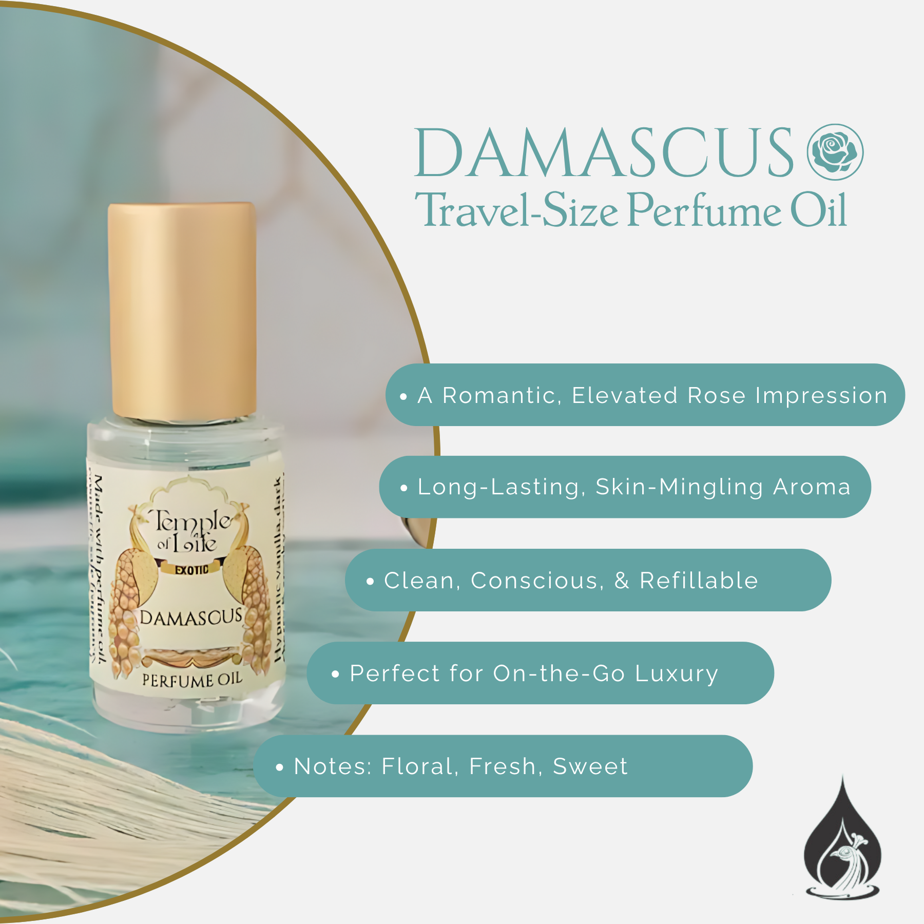 Damascus | Exotic Perfume Oil Travel-Size | Rose Beauty Fragrance