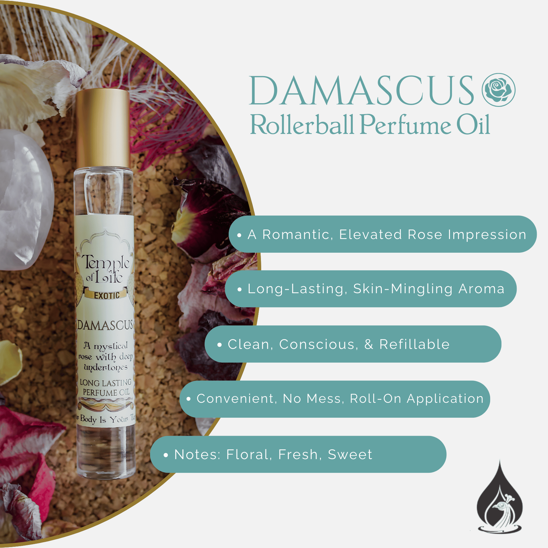 Damascus | Exotic Perfume Oil Roll On | Rose Beauty Fragrance