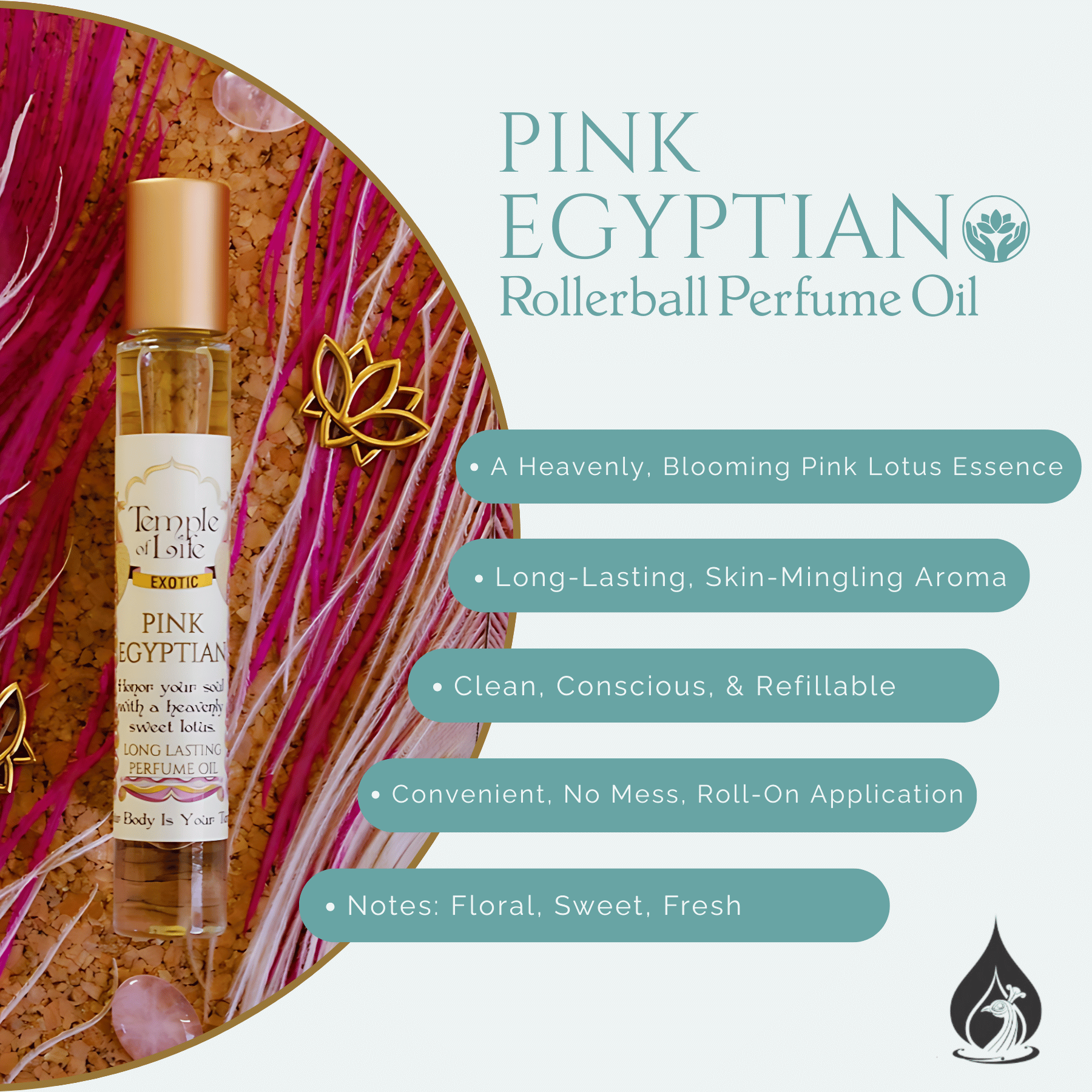 Pink Egyptian | Exotic Perfume Oil Roll On | Pink Lotus Scent