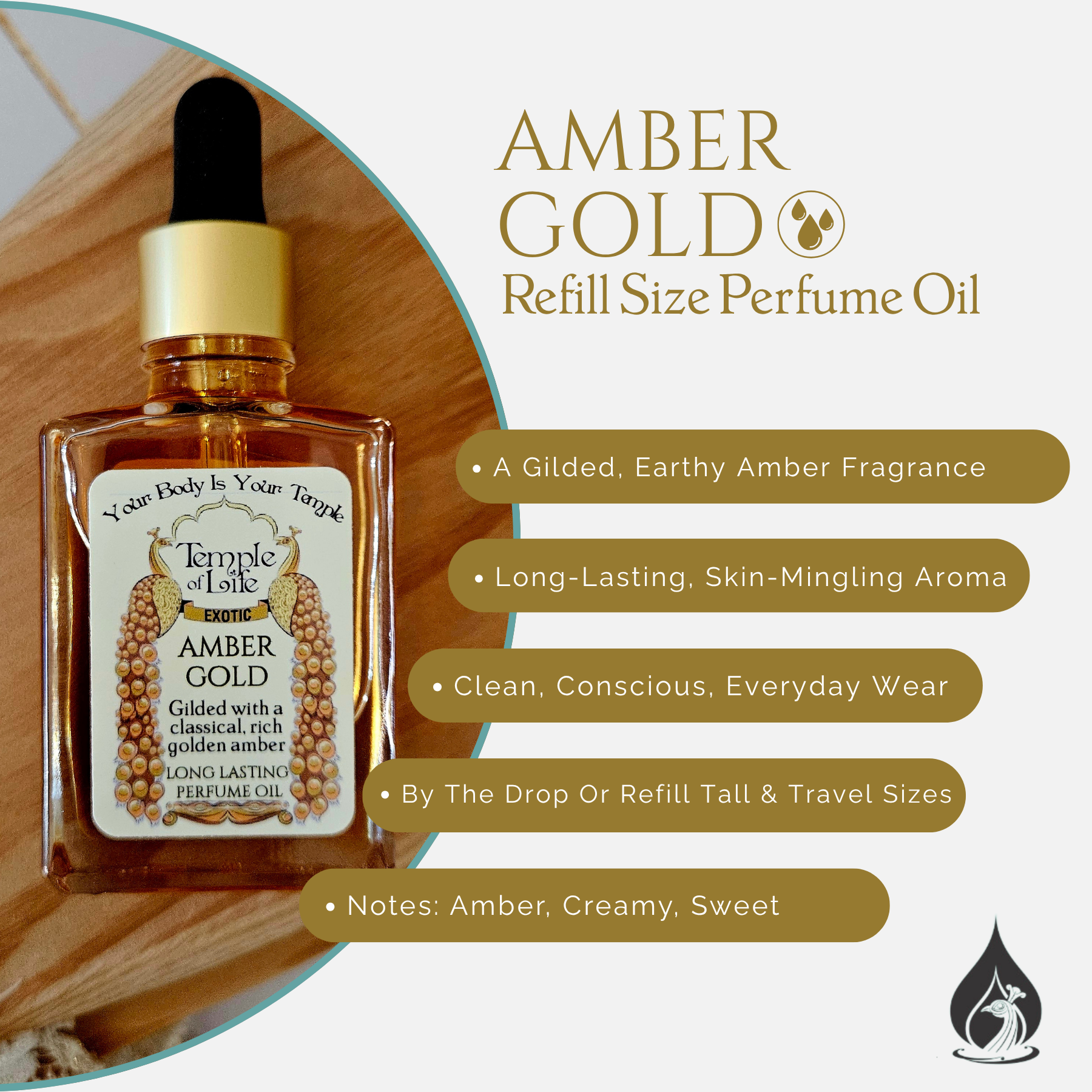 Amber Gold | Exotic Perfume Oil Refill | Clean Amber Oil