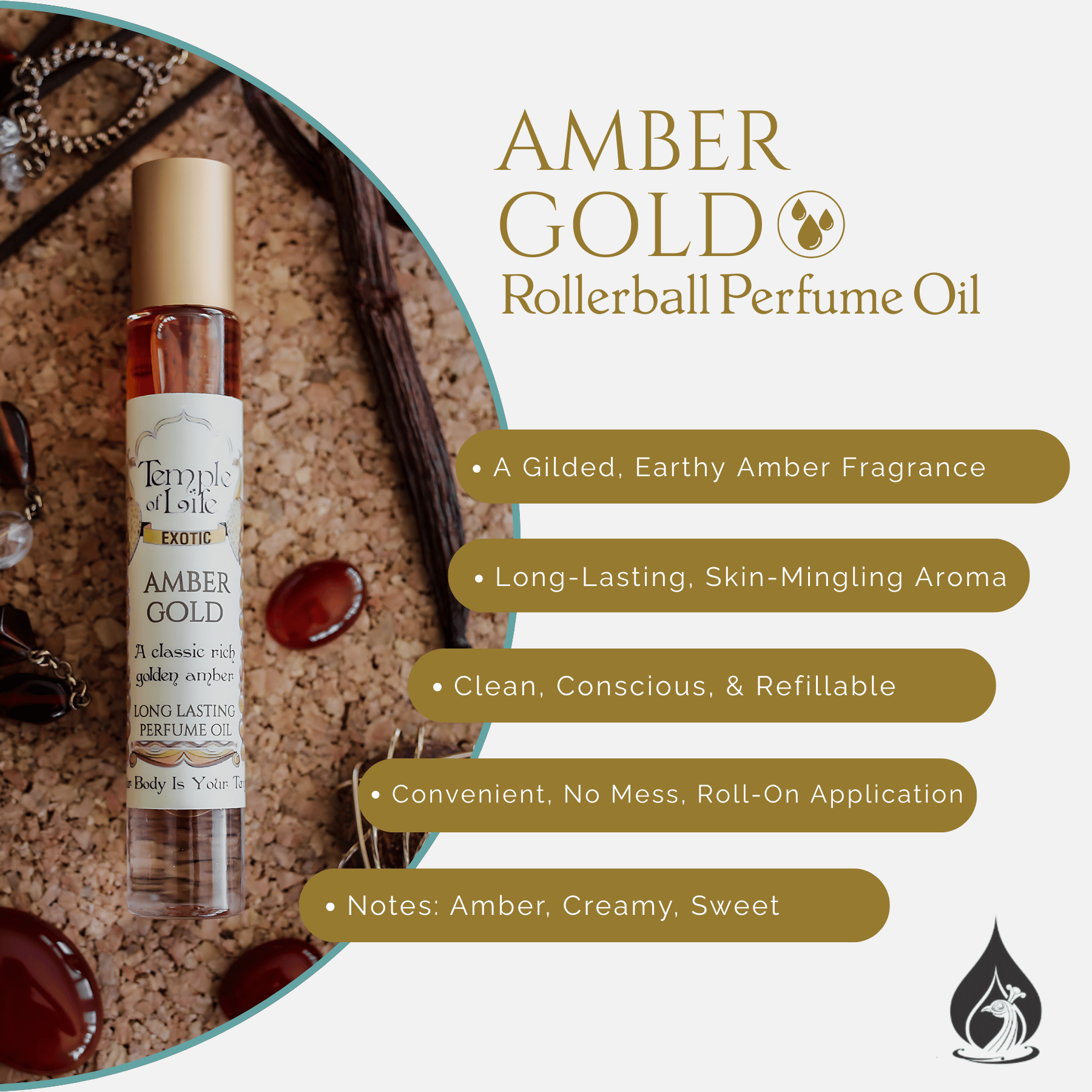 Amber Gold | Exotic Perfume Oil Roll On | Comfort Body Oil