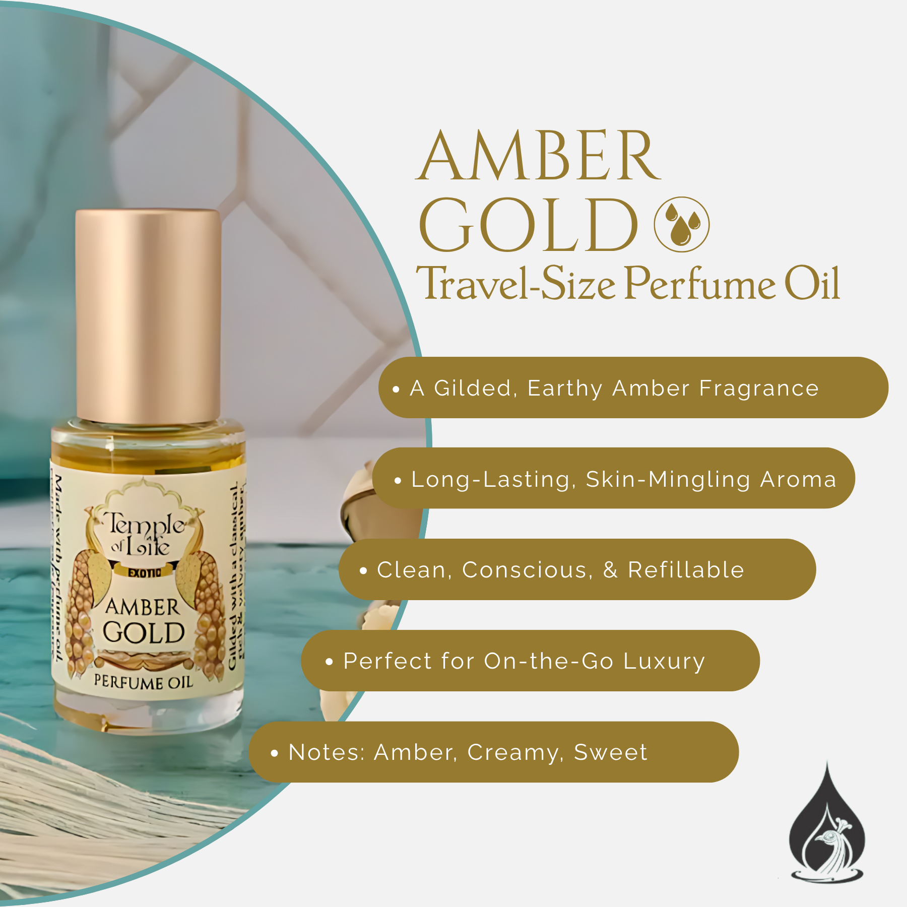 Amber Gold | Exotic Perfume Oil Travel-Size | Gourmand