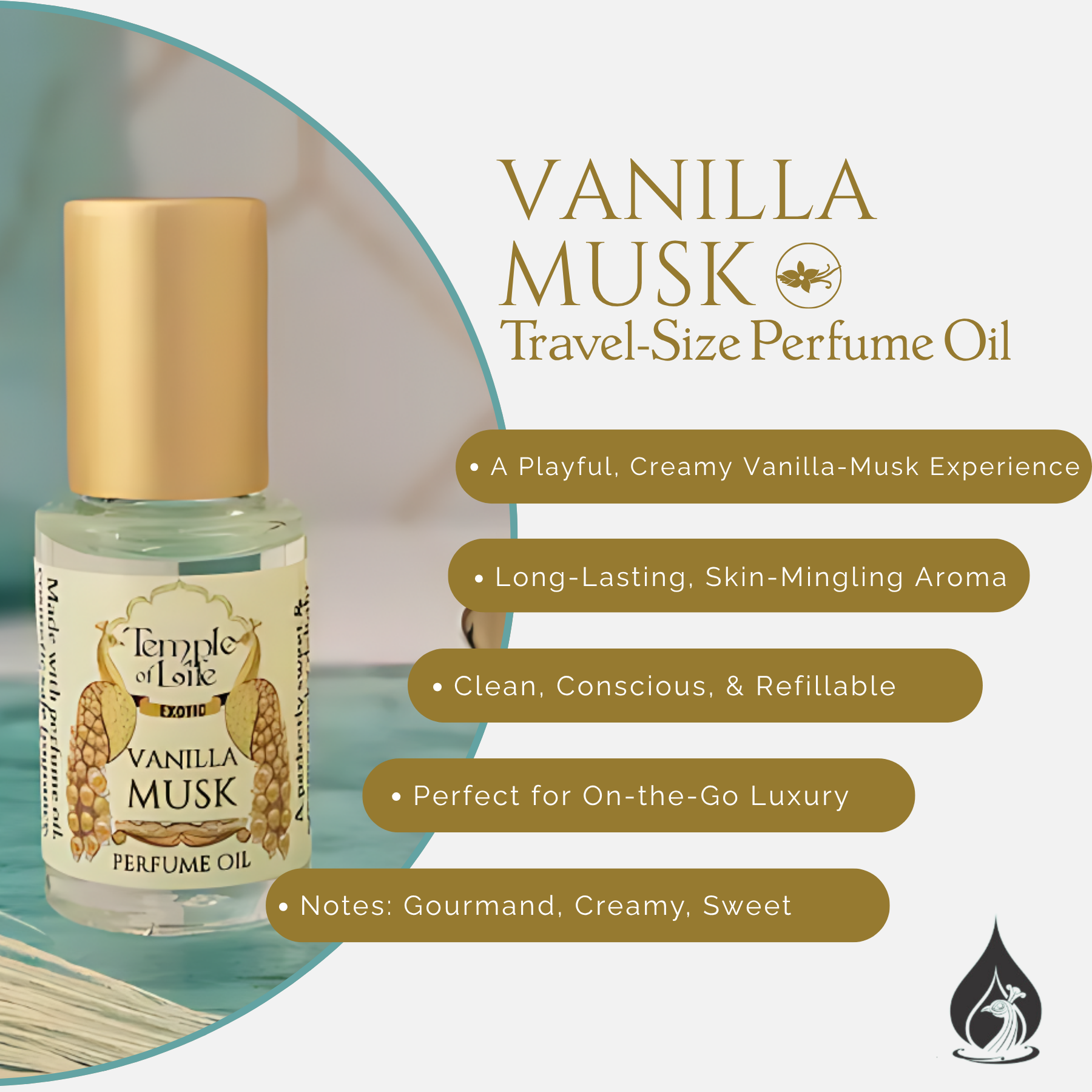 Vanilla Musk | Exotic Perfume Oil Travel-Size | Gourmand Perfumes