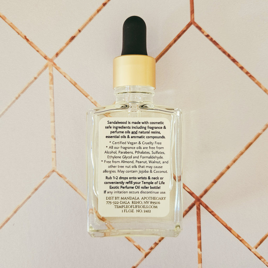 Sandalwood | Exotic Perfume Oil Refill | Clean Woody Scent