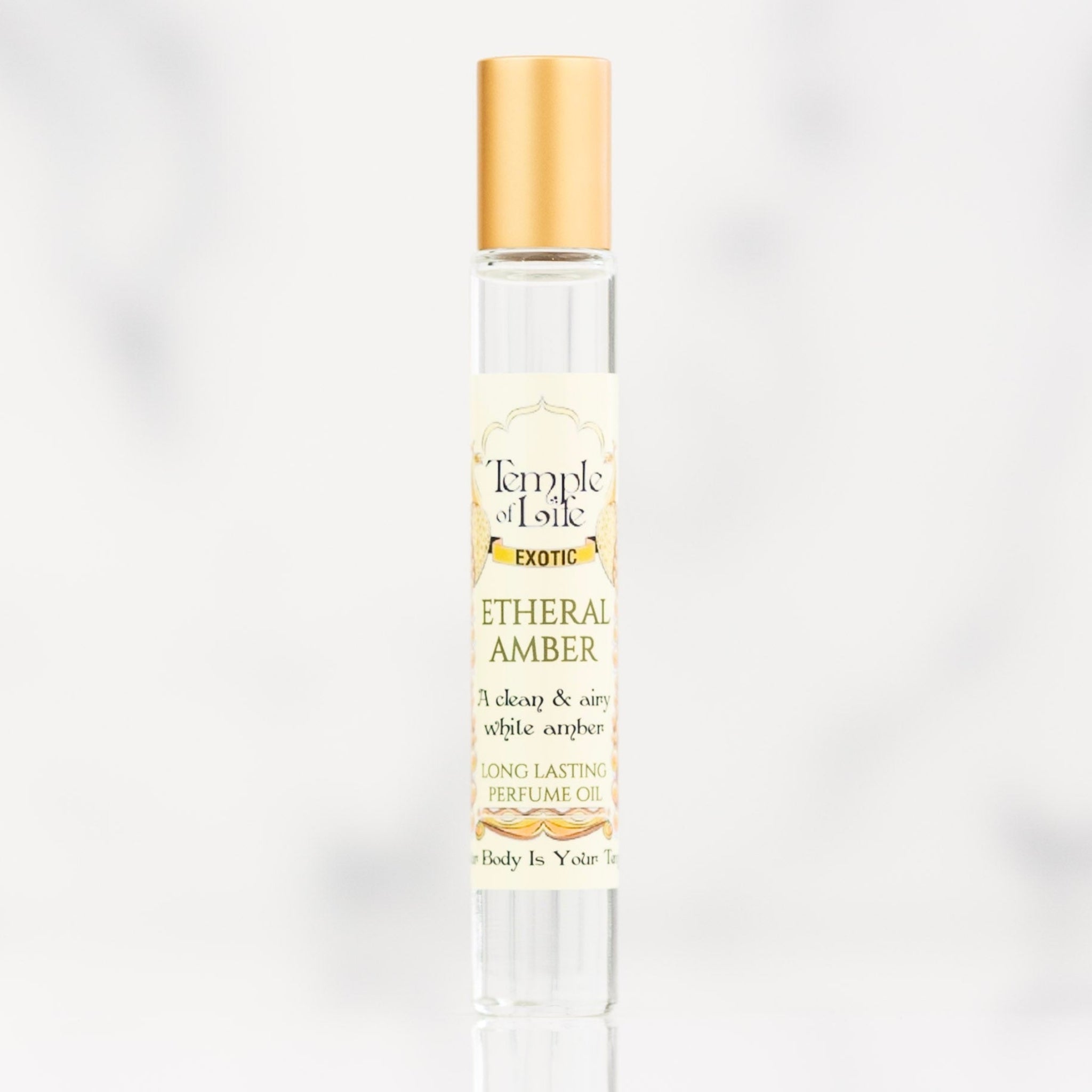 Temple of Life Etheral Amber perfume bottle on a white background
